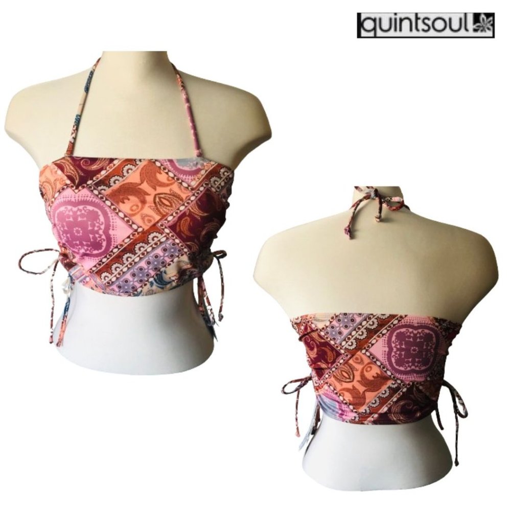 NWT - quintsoul White Label Mechelen Cami Top in Multi Cognac Size M